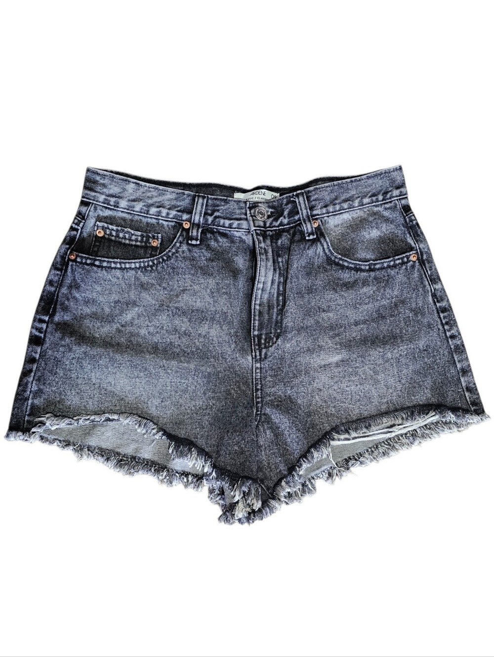 Ardene NWOT High-Rise Frayed Hem Denim Shorts - Grey